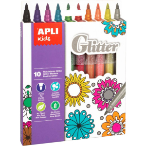 Набор маркеров Apli Kids Glitter с блестками 10 цветов (18218) (8410782182184) ТОП в Харькове