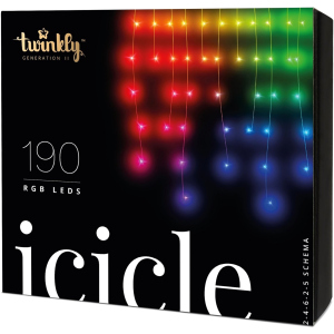 Світлодіодна Smart LED гірлянда Twinkly Icicle RGB 190, BT+WiFi, Gen II, кабель IP44 прозорий (TWI190STP-TEU) ТОП в Харкові