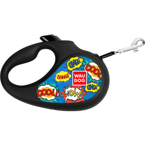 Повідець-рулетка для собак Collar WAUDOG R-leash, малюнок "ВАУ", XS, до 12 кг, 3 м, світловідбивна стрічка (8123-0087-01) в Харкові