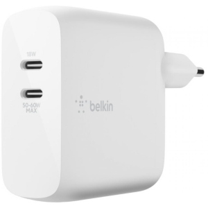 Зарядний пристрій Belkin GAN (50+18W) Dual USB-С, white краща модель в Харкові