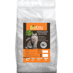 Наповнювач для котячого туалету BioKitty Super Premium White Бентонітовий комкуючий 16.8 кг (20 л) (8680659333217/8680659333210)