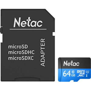 Netac P500 Standard microSDXC 64GB Class 10 UHS-I U1 + SD адаптер (NT02P500STN-064G-R) в Харкові