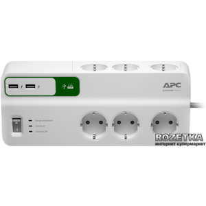 Мережевий фільтр APC Essential SurgeArrest 6 outlets + 2 USB (PM6U-RS) ТОП в Харкові