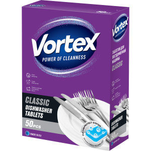 Таблетки для посудомоечных машин Vortex Classic 50 шт (4823071631005) надежный