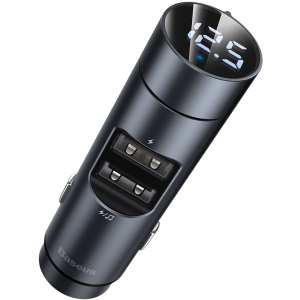 Зарядний пристрій Baseus Energy Column Bluetooth FM Launcher 3.1 A 2 USB Metal grey (CCNLZ-0G) краща модель в Харкові