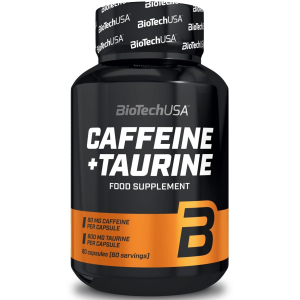Передтренувальний комплекс Biotech Caffeine+Taurine 60 капсул (5999076234196) в Харкові