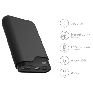 УМБ Ergo 7500 mAh Type-C Rubber Black (LI-U3) лучшая модель в Харькове