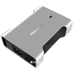 Зарядний пристрій Macally USB-C 61W (5-20V + 3A) з синхрозарядним магнітним MagPlug USB-C кабелем алюміній (CHARGER61-EU) в Харкові