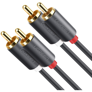 Інсертний кабель Ugreen AV104 2RCA to 2RCA Audio Cable 1 м Black (90401971) краща модель в Харкові