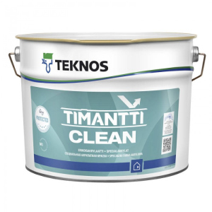 Водорозчинна фарба для стін та стелі Teknos Timantti Clean, 9 л краща модель в Харкові