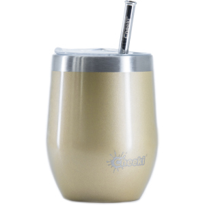 Бокал для напитков Cheeki со стальной трубочкой 320 мл Insulated Wine Tumbler Soft Gold (WTB320SG2)