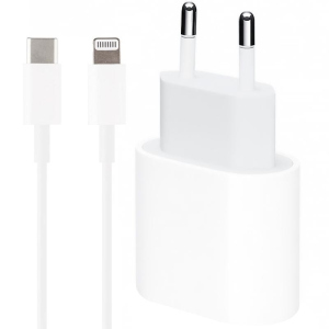 Мережевий зарядний пристрій Foxconn для Iphone 11/12 Pro Max 18W та Кабель USB-C to Lightining 1 м White надійний