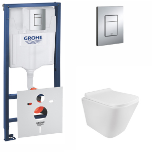 Інсталяція GROHE Rapid SL 38772001 + унітаз QTAP Tern QT1733052ERW із сидінням Soft Close дюропласт