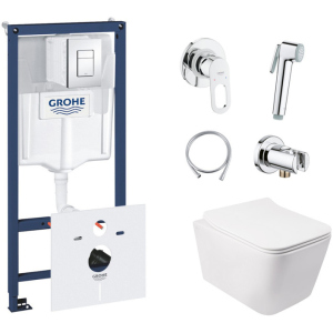 хороша модель Інсталяція GROHE Rapid SL 38827000 + унітаз QTAP Crow QT05335170W із сидінням Soft Close дюропласт + душовий гарнітур GROHE BauLoop 111042