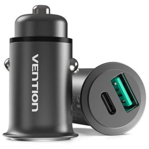 Автомобильное зарядное устройство Vention Power Delivery Port + QC3.0 (2USB, 24W) Grey (CC-63-H) надежный