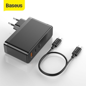 Зарядний пристрій Baseus GaN 120W Quick Charger 4.0/PD 3.0 + кабель USB-C 100W для MacBook/iPad/iPhone/Android black