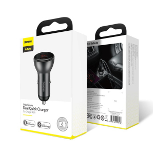 Автомобільне зарядне Baseus Digital Display Dual SCP Quick Charge Car Charger 45W 5A з вольтметром краща модель в Харкові