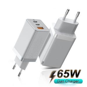 Зарядное устройство Baseus GaN 2 PRO Quick Charger 65W (2 Type-С+USB) + кабель USB-C 100W для MacBook/iPad/iPhone/Android white ТОП в Харькове