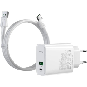 Зарядний пристрій Baseus Speed ​​PPS QC C+A 30W VOOC Edition White+Flash Cable White (TZCCFS-H02) ТОП в Харкові