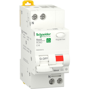 Диференціальний автоматичний вимикач Schneider Electric RESI9 16 А, 30 мА, 1P+N, 6кA, крива С, тип А ТОП в Харкові