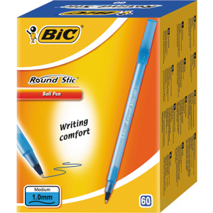 Набір кулькових ручок BIC Round Stic M Blue, 60 шт., вузол для письма 1мм, товщина лінії 0,4мм (3086123256378) ТОП в Харкові