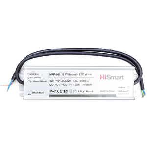 Блок живлення HiSmart 12V 20A 240W PFC IP67 (NPF-240-12) краща модель в Харкові