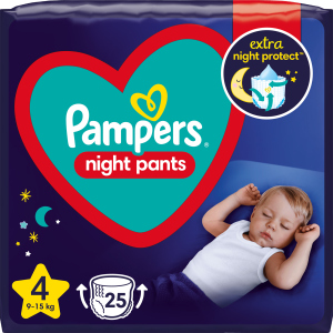 Підгузки-трусики нічні Pampers Night Pants Розмір 4 (9-15 кг) 25 шт (8006540234709) краща модель в Харкові