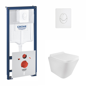 Набор инсталляция 4 в 1 Grohe Rapid SL 38722001 + унитаз с сиденьем Qtap Tern QT1733052ERW лучшая модель в Харькове