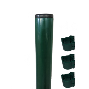 Стовп парканний Техна Еко металевий круглий з полімерним покриттям та кріпленнями 2000 мм D=45 мм Зелений (RAL6005 PTE-05) надійний
