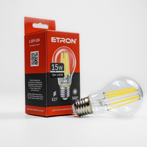 LED лампа ETRON Filament 1-EFP-104 A60 15W 4200K E27 ТОП в Харкові