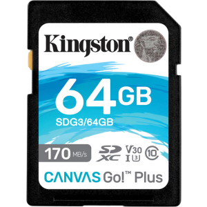 Kingston SDXC 64GB Canvas Go! Plus Class 10 UHS-I U3 V30 (SDG3/64GB) лучшая модель в Харькове