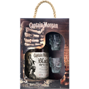 Ромовый напиток Captain Morgan Spiced Black 1 л 40% + 2 рюмки (4820178650991) в Харькове