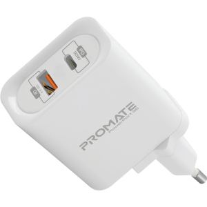 Зарядний пристрій Promate PowerPort-36 36 Вт Type-C PD + USB QC 3.0 White (powerport-36.white) в Харкові