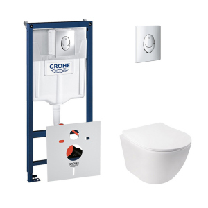 Набор инсталляция 4 в 1 Grohe Rapid SL 38721001 + унитаз с сиденьем Qtap Jay QT07335176W надежный