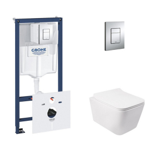 Набор инсталляция 5 в 1 Grohe Rapid SL 38827000 + унитаз с сиденьем Qtap Crow QT05335170W