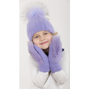 Зимовий комплект (шапка + рукавиці) Anmerino Zarina 56-58 см Лавандова (4823054932962) краща модель в Харкові