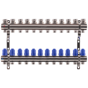 Коллекторный блок с термостатическими клапанами KOER KR.1100-12 1”x12 WAYS (KR2638) лучшая модель в Харькове