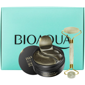 Подарунковий набір Bioaqua Гідрогелеві патчі з екстрактом чорних перлів + Роллер для масажу нефритовий (2000000218502)
