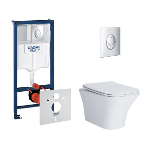 Набір інсталяція 4 в 1 Grohe Rapid SL 38721001 + унітаз з сидінням Qtap Presto QT24332615EW в Харкові