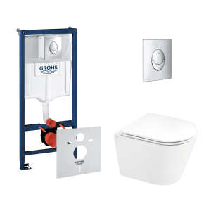 Набір інсталяція 4 в 1 Grohe Rapid SL 38721001 + унітаз з сидінням Qtap Scorpio QT1433053ERW