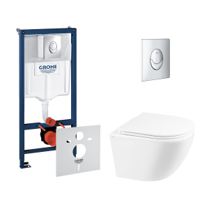 Набір інсталяція 4 в 1 Grohe Rapid SL 38721001 + унітаз із сидінням Qtap Robin QT1333046ENRW