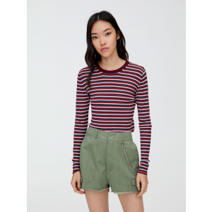 Лонгслив Pull & Bear XAZ295045SGKR L Бордовый с белым (DD8000005703656)