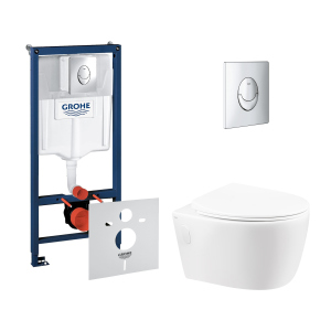 Набор инсталляция 4 в 1 Grohe Rapid SL 38721001 + унитаз с сиденьем Qtap Leo QT11331002ERW (38721001QT11331002ERW)