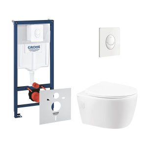 Набір інсталяція 4 в 1 Grohe Rapid SL 38722001 + унітаз з сидінням Qtap Leo QT11331002ERW