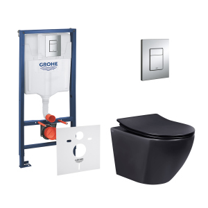 Набір інсталяція 4 в 1 Grohe Rapid SL 38772001 + унітаз із сидінням Qtap Robin QT1333046ERMB