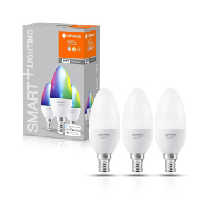 Набір світлодіодних ламп 3шт LEDVANCE SMART+ Candle B 40 E14 MULTICOLOR 4,9W (470Lm) 2700-6500K + RGB WiFi дім-их в Харкові