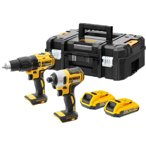 Набор из двух инструментов бесщеточных DeWalt 18 В XR Li-lon, 2 Ач, чемодан, 2 аккумулятора и зарядное устройство (DCK2060D2T) рейтинг