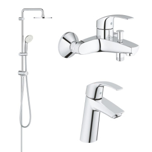 Набір змішувачів 3в1 Grohe Eurosmart 123389M хром (81260) краща модель в Харкові