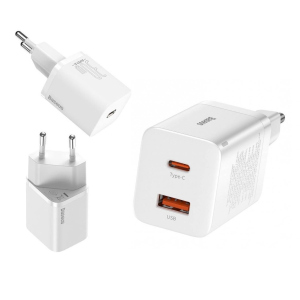 Зарядное устройство Baseus 30W 2in1 для iPhone 11/12/13/iPad/Samsung/Huawei/Xiaomi white в Харькове