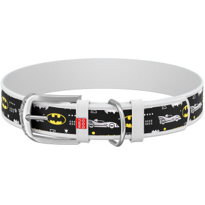 Нашийник для собак шкіряний Collar WAUDOG Design з QR паспортом, малюнок "Бетмен3", L, Ш 25 мм, Дл 37-48 см (0025-1005-15)